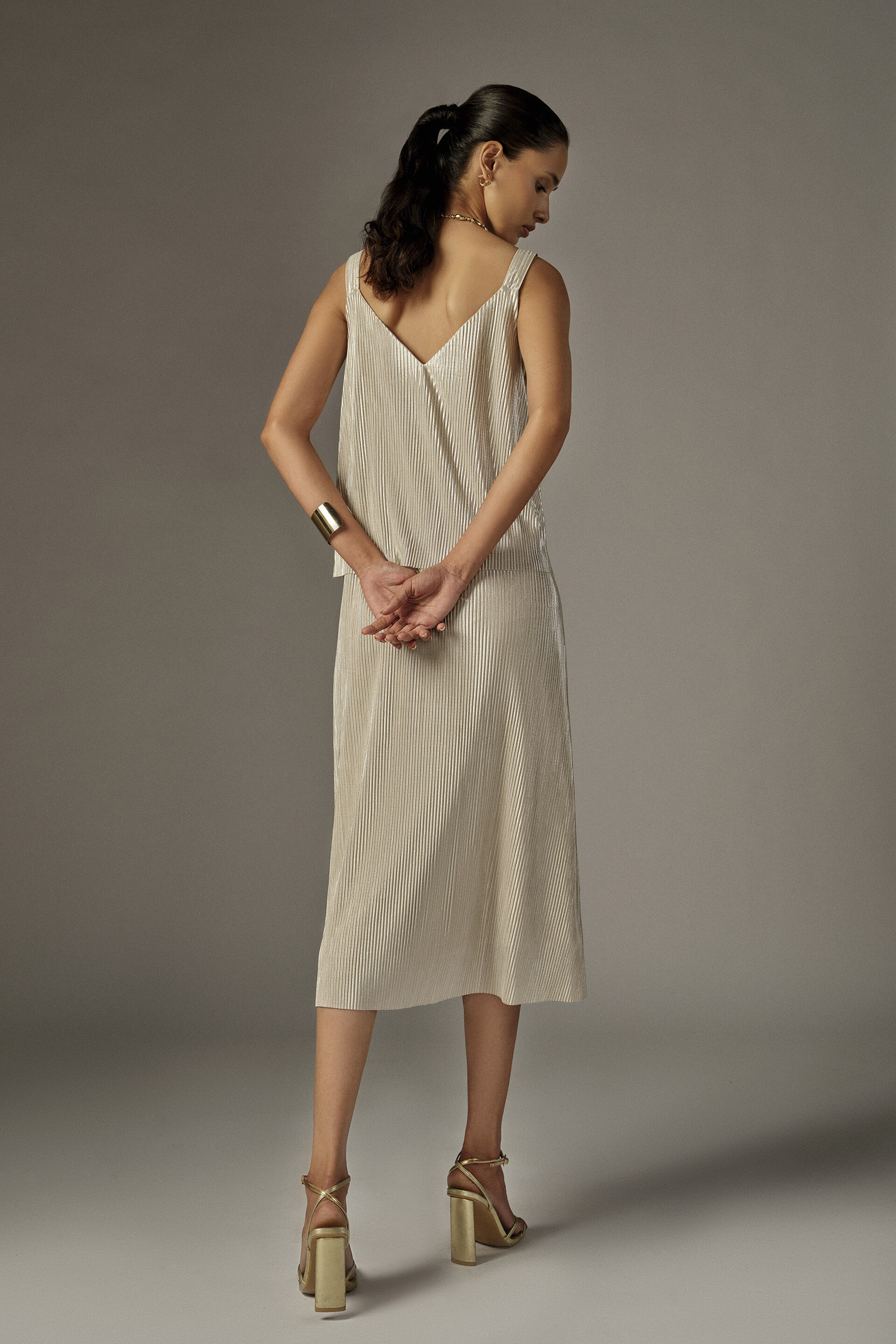 Fit & Flare Solid Midi Dress in Cream, Cream, image 6